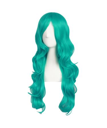 MapofBeauty 24 Inch Charming Synthetic Long Wavy Wig in Dark Teal Green - Women's Party Full Wig - Dark Turquoise - Buy Online on GoSupps.com