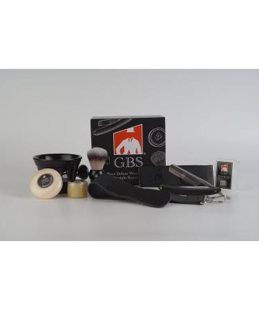 Buy G.B.S Wood Straight Razor & Complete Shaving Kit - Beard Grooming Box with Mug Natural Soap Brush Alum Block Strop - International Shipping Available - Buy Online on GoSupps.com