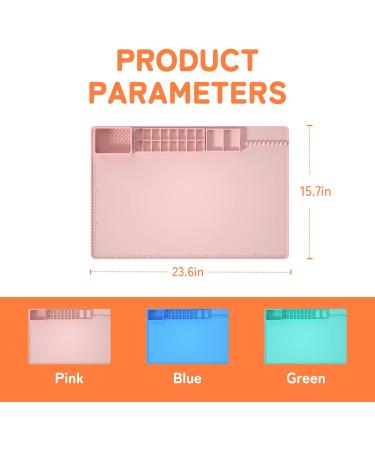 MOHOPE Extra Large Silicone Craft Mat 24x16 - Durable Drawing Board with Ruler for Painting, Crafts, Art, Clay, and Resin - Pink - Buy Online on GoSupps.com