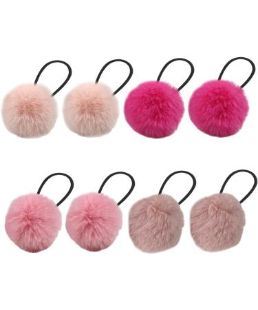 4 Pairs Fur Hair Bobbles for Girls Cute Hair Ties with Fur Ball Elastic Ponytail Holders Hair Band for Girls Hair Accessories - Buy Online on GoSupps.com