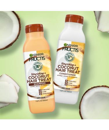 Garnier Fructis Nourishing Treat Shampoo & Conditioner 11.8 oz - Coconut, 98% Naturally Derived Ingredients - Nourish Dry Hair - Micellar Sample, Packaging May Vary - Buy Online on GoSupps.com