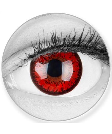 Colored red crazy fun contact lens 'Red Flower' without strength with free lentil container - top quality to carnival carnival and Halloween