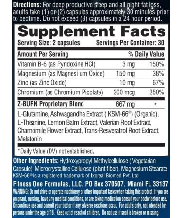 Z-BURN -- 60 Capsules -- Night Time Fat Loss Supplement - "Sleep Great Lose Weight!" - Scientifically designed to attack fat all night long while promoting deeper more productive sleep without morning grogginess. RESULTS GUARANTEED - Buy Online on GoSupps.com