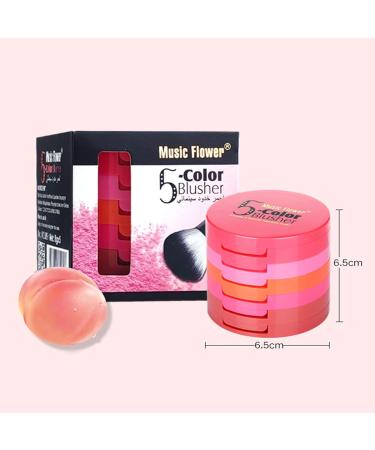 FantasyDay 5 in 1 Face Blusher Palette Waterproof Long Lasting Makeup Powder Pink Coral Blushing Pallet with Mirror - Buy Online on GoSupps.com