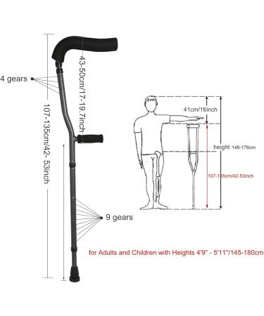 Underarm Crutch Adult Portable Folding Walking Cane F-Shape Adjustable Telescopic Crutch for Seniors Disabled Elderly Decorate Lucky Star - Buy Online on GoSupps.com