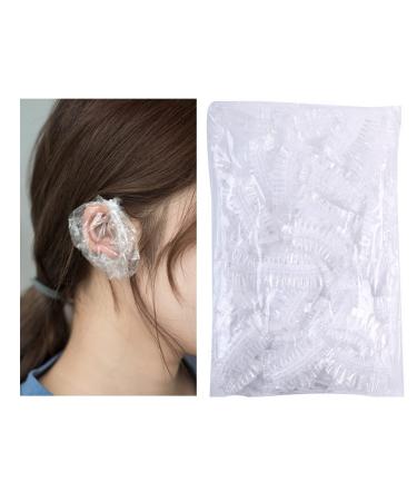 100Pcs Clear Disposable Ear Protector Caps Waterproof Ear Covers Protectors Shower Water Ear Covers for Hair Dyed Barber Home Shower Bathing Hair Salon