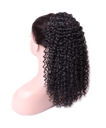 Kinky Curly Ponytail Drawstring Ponytail 16 Inch Synthetic Hairpieces Clip in Jerry Curls Afro Puff Ponytail Extensions 175G per piece (16 Inch, #1B) 16 Inch (Pack of 1) #1B