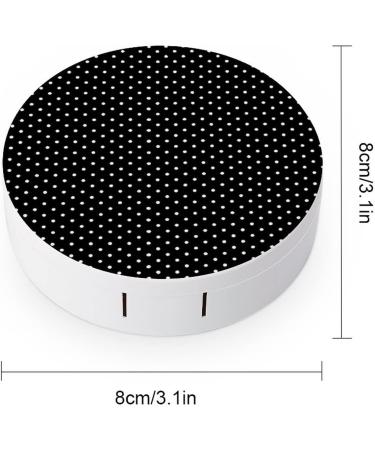 Black And White Polka Dots Round Case For Contact Lens Kit Storage Box with Mirror Printed - Buy Online on GoSupps.com