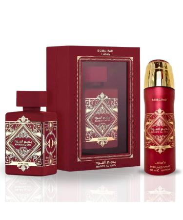 LATTAFA Bade'e Al Oud Sublime - EDP Spray 100ML (3.4 OZ) & Deodorant Spray 200ML (6.7 OZ) Experience The Luxury of Woody & Aromatic Fragrance. (Value Pack)
