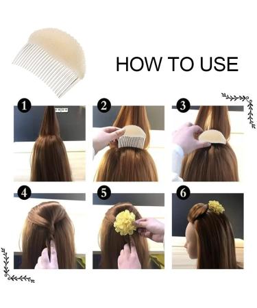 Fluffy Hair Clip & Volume Bump Comb Set - 2 Beige Hair Accessories for Updos | International Shipping Available - Buy Online on GoSupps.com