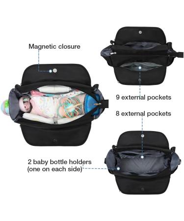 Lekebaby Stylish Large Baby Changing Bag for Mom and Dad - Quilted Black - Buy Online on GoSupps.com