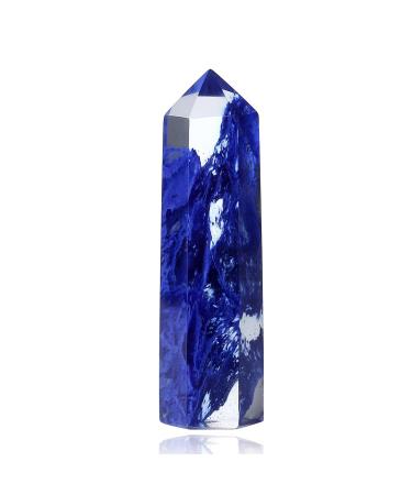 XIANNVXI 2" Blue Tourmaline Crystal Wand Healing Crystals Wand Tower Natural Gemstone Stone Hexagonal Point Wand for Reiki Meditation Therapy Energy Direction