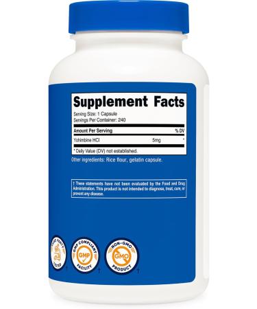Nutricost Yohimbine HCl 5mg - Pack of 2 - 240 Capsules - Buy Online on GoSupps.com