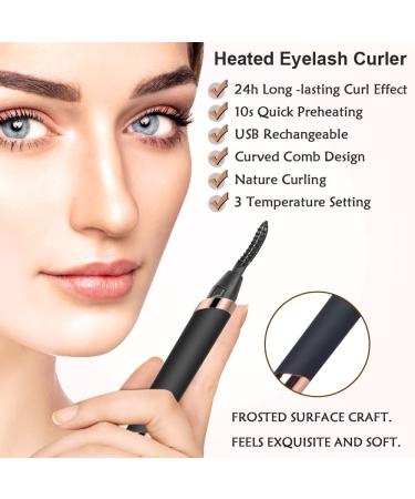 DUST2OASIS Heated Eyelash Curler with Comb - Rechargeable Electric Lash Curler for Natural Curling and Long-Lasting Results | Black 2022 Model - Buy Online on GoSupps.com