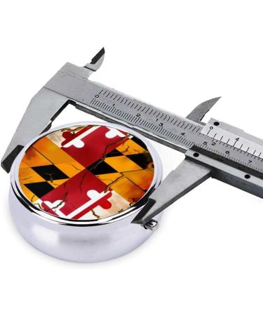 Vintage Wooden Maryland Flag Pill Box - Round Mini 3-Compartment Design for Travel | Portable Metal Pill Organizer - Buy Online on GoSupps.com