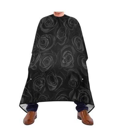 Bolaz Waterproof Barber Cape -Valentines Day Black Roses Cheetah Haircut Bib for Men Unisex Hair Cutting Cape(8rp1a)