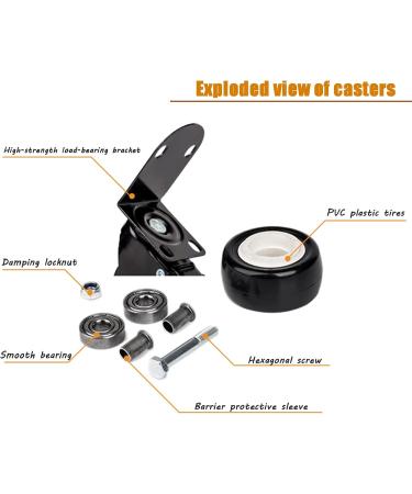 Threaded Shaft Swivel Castors Ball Castors Set of 4Swivel Castors L Shape Bracket Castors Furniture Castor with Brakes 120kg Load Capacity for Cots Flower Stands Desks 2"-4 Brakes(4nobrakes 1.5in) 1.5in 4nobrakes - Buy Online on GoSupps.com