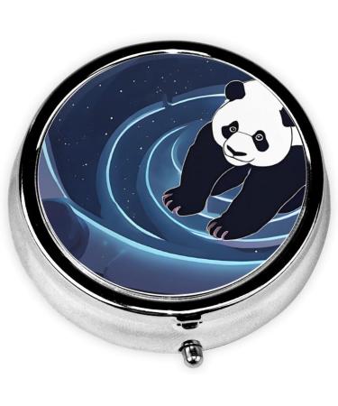 Panda Printed Mini Round Pill Box | 3 Compartment Portable Pill Organizer for Travel & Home Use - Buy Online on GoSupps.com