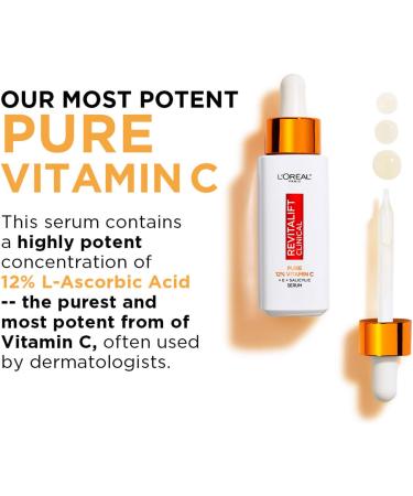 L'Or al Paris Revitalift Clinical 12% Pure Vitamin C Brightening Serum for Face Powerful Antioxidant Protection Brighter & Smoother Skin includes Hyaluronic Acid Salicylic Acid Vitamin C - Buy Online on GoSupps.com