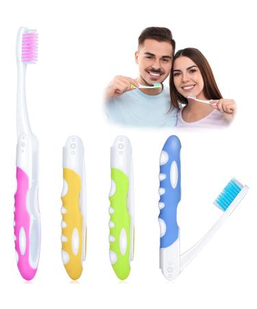 4 Pieces Folding Travel Toothbrush Portable Soft Toothbrush with Soft Bristles Brushes for Sensitive Gums (Pink  Yellow  Blue  Green) - Buy Online on GoSupps.com