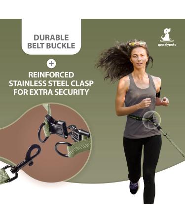 2-in-1 Dog Jogging Line & Leash | Dual Handle Belly Belt for Large & Medium Dogs | Green Army Dog Leash for Jogging & Hiking - Perfect for Two Dogs - Buy Online on GoSupps.com