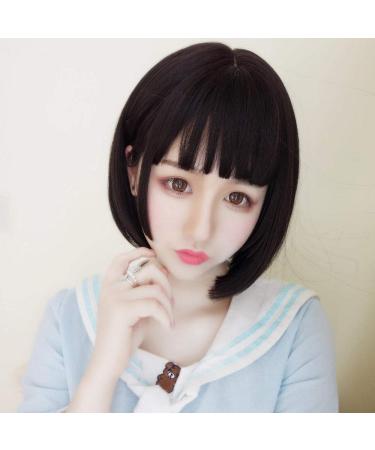 BGHJUE Wig female short hair wave head round face princess cut light thin hair style clavicle long hair