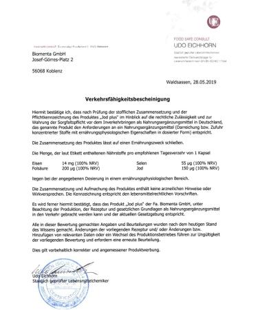 BIOMENTA Iodine Plus - 120 High-Dose Vegan Capsules with Selenium Folic Acid & Iron - Premium Quality for Optimal Health - Buy Online on GoSupps.com