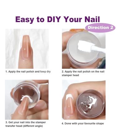 Famidiqgo 3-Part Nail Art Stamp Set - French Pointed Nail Stamp Clear Jelly Stamper & Brushes for DIY Nail Studio - Buy Online on GoSupps.com
