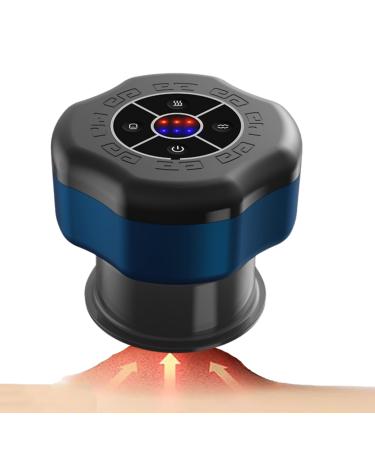 KSGSFSA 12-step electrical cupping 3-in-1 smart-cup therapy massage massager for sore muscles blood circulation and tightening of the skin black electrical cupping (color: blue)