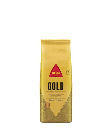 Delta Caf s - Gold - 500 g de Caf en Grains - Intensit 12 - M lange de Grains de Caf Torr fi s Robusta Africain et Arabica d'Am rique Centrale - Tr s Aromatique avec des Notes de Noix cafe 500 g (Lot de 1)