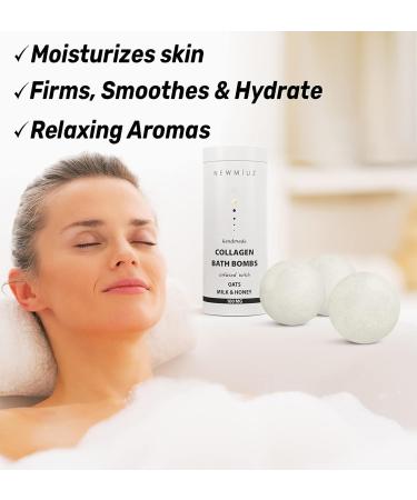 Handmade Creamy Collagen Bath Bombs Gift Set for Women - Moisturizing Oatmeal Milk & Honey Shea Butter Formula - Perfect for Eczema Sensitive Skin - Spa Gift Idea for Christmas & Birthdays - Buy Online on GoSupps.com