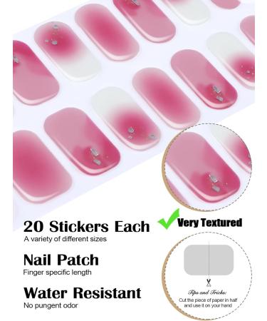 EBANKU Pink Flash Gel Nail Strips | Long Lasting Waterproof Nail Polish Wraps | Includes Cuticle Stick, Nail File & Wipes - Buy Online on GoSupps.com