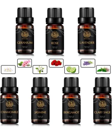 Aromatherapy Rose Essential Oil Set for Diffuser 7x10ml 100% Pure Chamomile Essential Oils Set for Humidifier - Pure Bergamot Clary Sage Jasmine Geranium Lavender Oils Set for Air Freshener - Buy Online on GoSupps.com