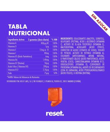 RESET LABS SL Multivitamin gummy bears 60 gummy bears 1 month daily vitamins physical and mental energy multivitamins and rubber minerals vegan sugarfree glutenfree Reset - Buy Online on GoSupps.com