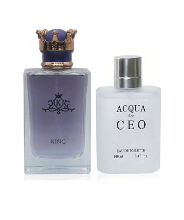 King&Acqua for CEO Men Cologne Set Eau De Parfum Spray For Men Fruity Notes Enriched By A Strong Woody Based Fragance Ideal for Day Wear - 3.4 Fl Oz