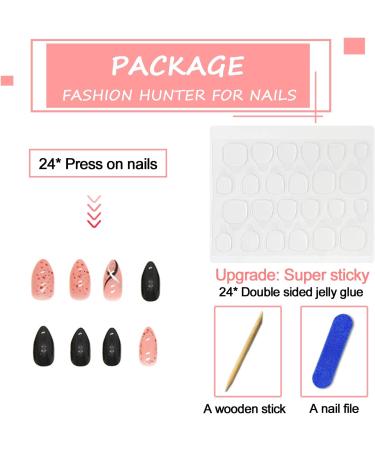 Almond False Nails Short 24Pcs Nude French Press On Nails with Polka Dot Designs - Glossy Acrylic Fake Nails for Women - Buy Online on GoSupps.com