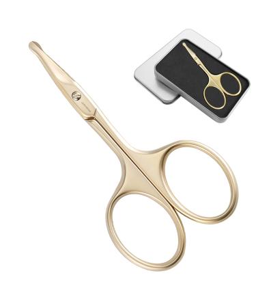 Jarvistar nose hair scissors ear screens with stainless steel rounded lace sharp bent round lace scissors for safety beard shears 9.5 cm gold - Buy Online on GoSupps.com