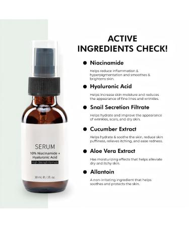 Brightening Hydrating Serum with Niacinamide and Hyaluronic Acid Lightweight Moisturizer for Dry Skin Relief and Glowing Skin - Buy Online on GoSupps.com