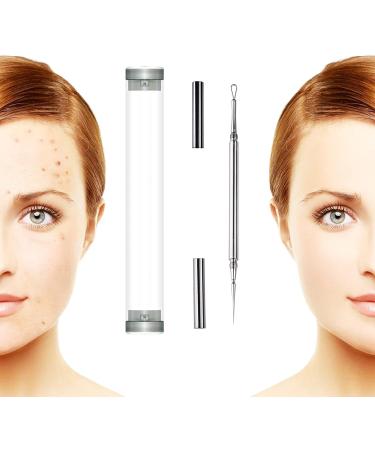 Professional Facial Milia & Whitehead Extractor Tool Set - Double Ended Pimple Extractor for Blackheads & Blemishes - 2-in-1 Acne Removal Kit (4.6in-Silver) - Buy Online on GoSupps.com
