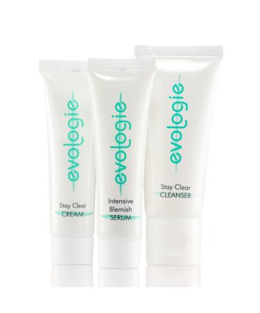 Evologie Stay Clear Starter Kit - Includes Stay Clear Cleanser Intensive Serum and Stay Clear Cream Moisturize - Skin Care Products Good For Teens Men & Women - Travel Essentials Kit