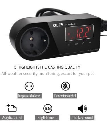 Buy Ayyds Temperature Control Sockets with NTC Sensor - Digital Temperature Controller for Greenhouses Farms & Reptile Terrariums - Buy Online on GoSupps.com