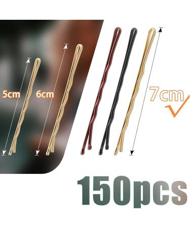 MBMomnus 150pcs Hair Clips Women 7cm Bobby Pins Long Kirby Grips Metal Hair Accessories - Ideal for Makeup & Hair Styling (Black Brown Gold) - Buy Online on GoSupps.com