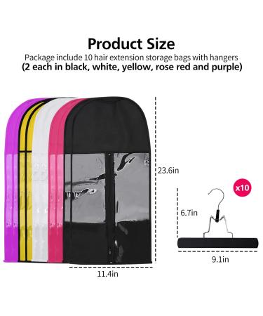 Hair Extension Storage Bag 10 Pack - Portable Holder with Hanger for Human Hair - Dustproof & Transparent Zip Up Closure - Store & Style Extensions Easily - Buy Online on GoSupps.com