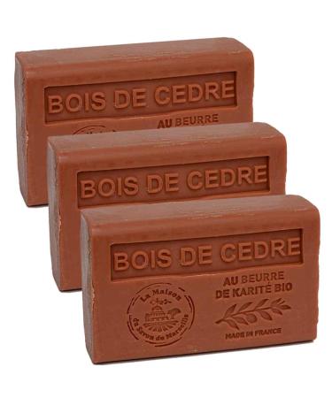 Maison du Savon - Set of 3 soaps with shea butter cedar wood 3x125 g Eucalyptus notes 125 g (pack of 3)