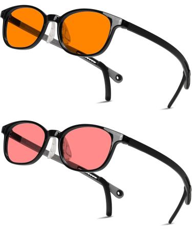 Kids FL-41 Rose & FL-60 Brown Migraine Glasses | Reduce Light Sensitivity & Protect Eyes from Fluorescent & LED Light - Adjustable for Comfort - Buy Online on GoSupps.com