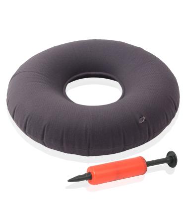 Dr. Frederick's Original Donut Pillow - 18" Inflatable Donut Cushion for Tailbone Pain Relief - Donut Pillow Seat Cushion for Hemorrhoids, Bed Sores, Prostatitis - Gray Flannel & Vinyl 18 Inches Gray - Buy Online on GoSupps.com