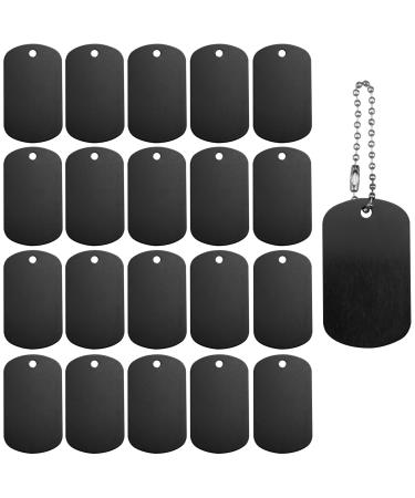 YapitHome 25 Pcs Blank Dog Tags Engraving Blanks Anodised Aluminium Blanks for Necklace Bracelet Dog Tags Making black