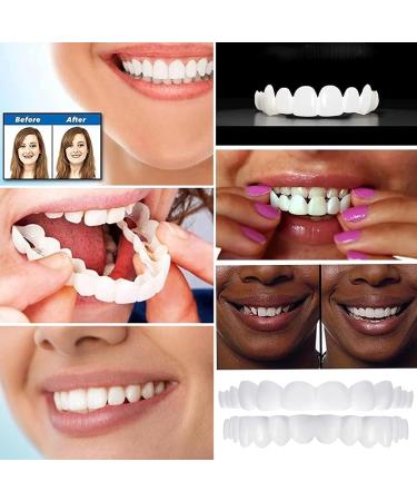 Fluktrix 2 Pairs Temporary Cosmetic Dentures - Silicone Artificial Teeth for a Confident Smile | Upper & Lower Veneers for Men & Women - Buy Online on GoSupps.com