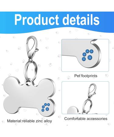 Nibana Dog Tag Personalized Pet ID Tags Custom Dog Name Tags Engraved on Both Sides 4 Lines of Custom Text Paw Print Bone Pet Tag for Dogs Cats (Blue) - Buy Online on GoSupps.com