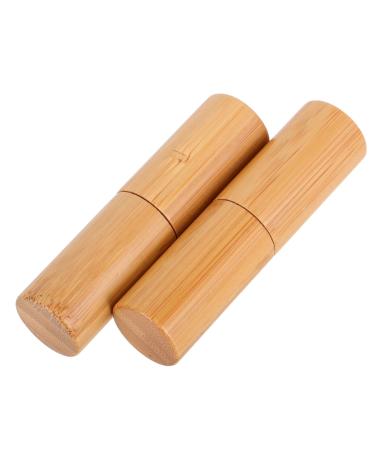 TOVINANNA 2 Pieces DIY Bamboo Lipstick Tubes Empty and Refillable Lip Balm Containers for Makeup Portable Lip Gloss Holders Lip Balm